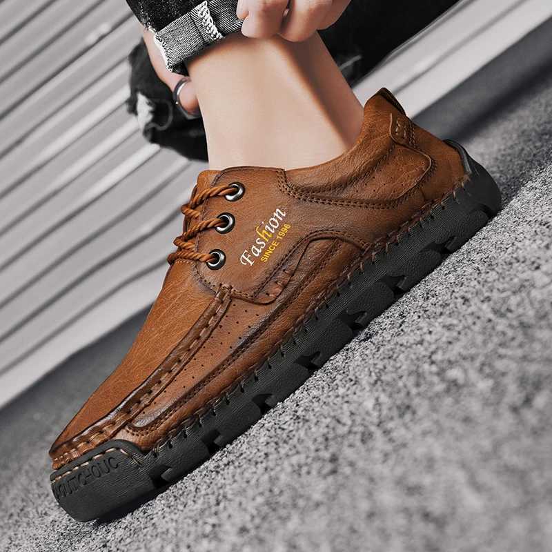 Handmade Mens Work Shoes Luxury Brand Leather Outdoor Casual Shoes for Men Dress Shoes High Quality Comfy Thick Bottom Shoes W250716