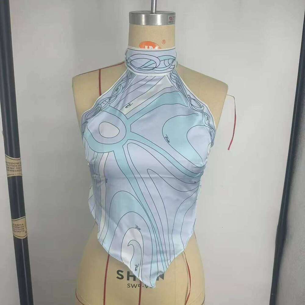 2025 Patchwork Halter Neck Style Women Fashion Colorful Summer Beach Top Graphic Priting Twill Bikini Wear