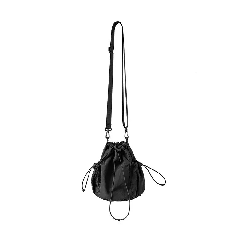 Summer Drawstring Bucket Bags Nylon Canvas Shoulder Crossbody Bags For Women Travel Shopper Handbags Lightweight Small Bags 250714