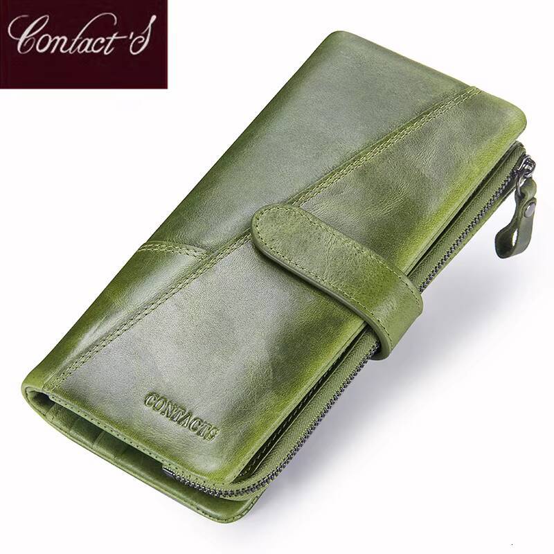 Contacts New Genuine Leather Wallet Fashion Coin Purse For Ladies Women Long Clutch Wallets With Cell Phone Bags Card Holder ddmynov