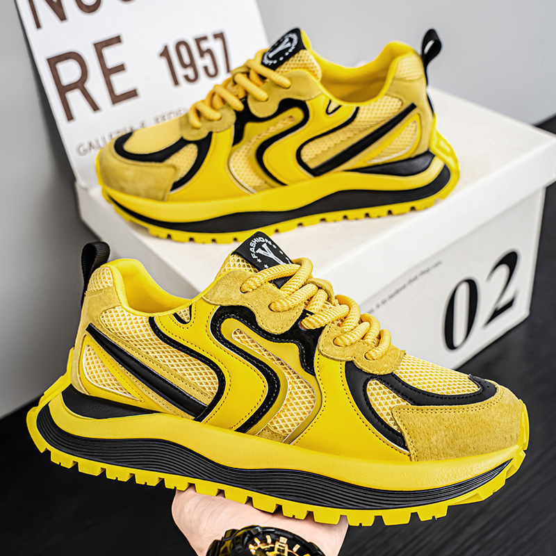 2025 Summer New Breathable Mesh Thick Sole Non-Slip Wear-Resistant Sports Men's Casual Dad Shoes ddmysaturn