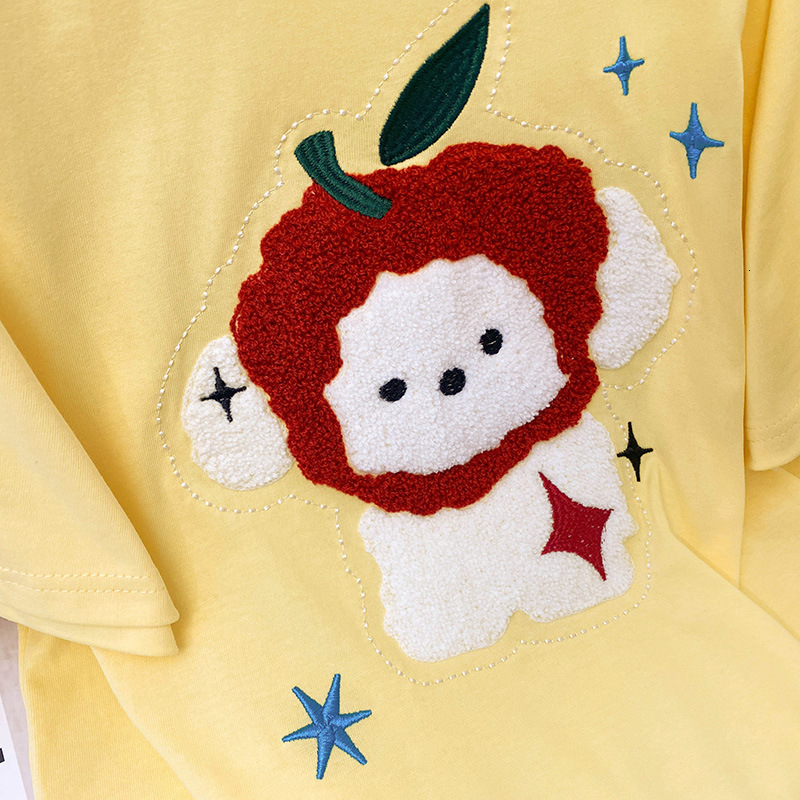 Summer New Women S T Shirt Heavy Yellow Puppy Embroidered Short Sleeve T Shirt For Women Summer Dopamine Outfit Niche Design Loose Top New Designer T 
