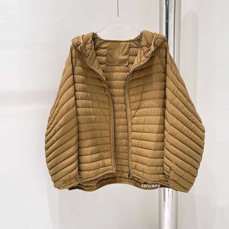 JANVENY 2025 New In Winter Short Puffer Jacket Women Ultra Light Loose 90% White Duck Down Coat Female Hooded Thin Parka Outwear MDNG
