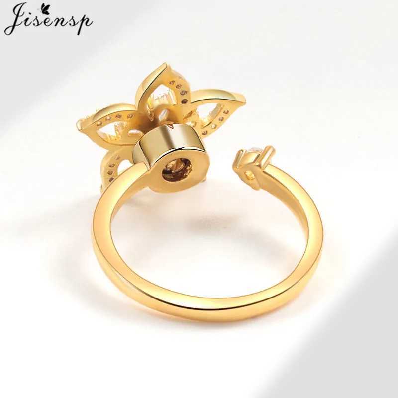 Korean Woman Anxiety Relaxing Ring Multiple Crystal Sunflower Snowflake Knuckle Rings Anti Stress Jewelry Girls Rotating Gift S250716