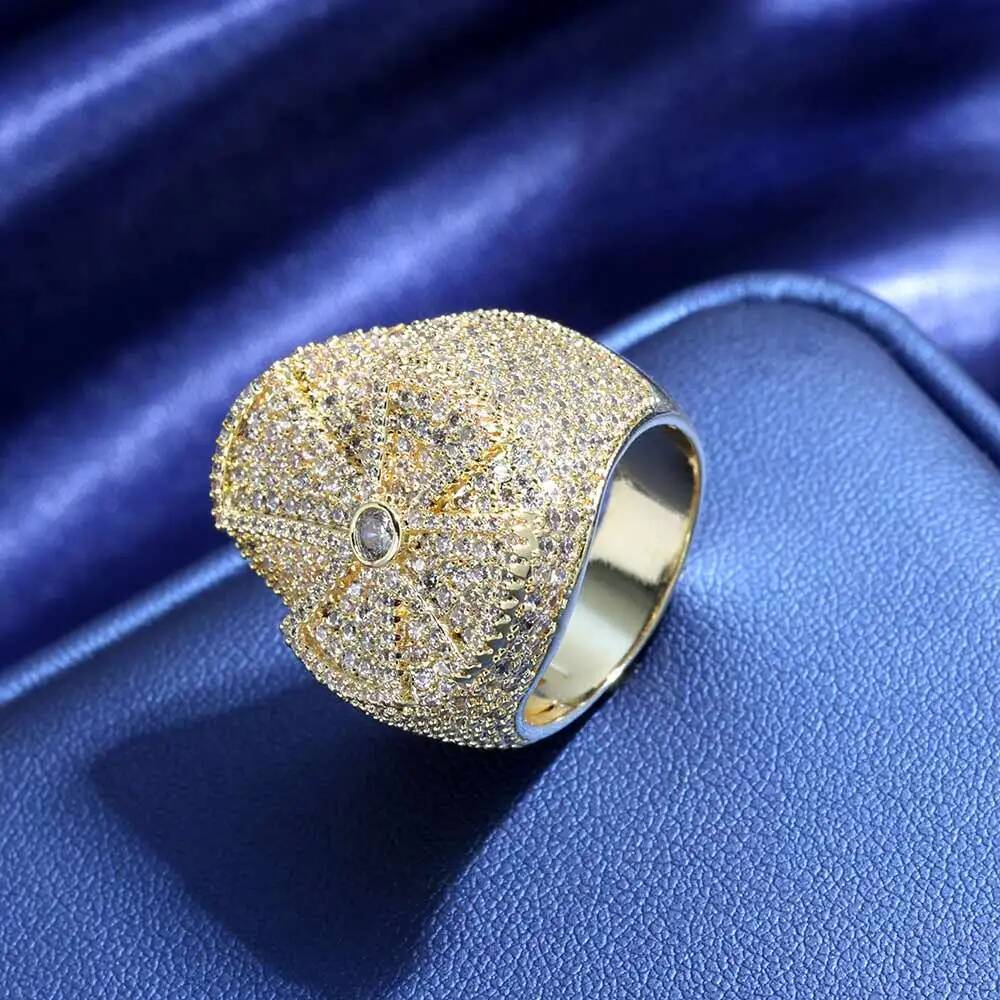 HHIOK Hip Hop Jewelry Fashion Iced Cross Ring for Men and Women Full Pave Shiny Brass Zircon Cross Ring For Gift