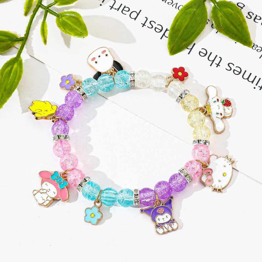 Sanrio Charms Beaded Bracelet Cartoon Kuromi Melody Cinnamon Hello Kitty Girls Bracelet Decorative Holiday Gifts w250716