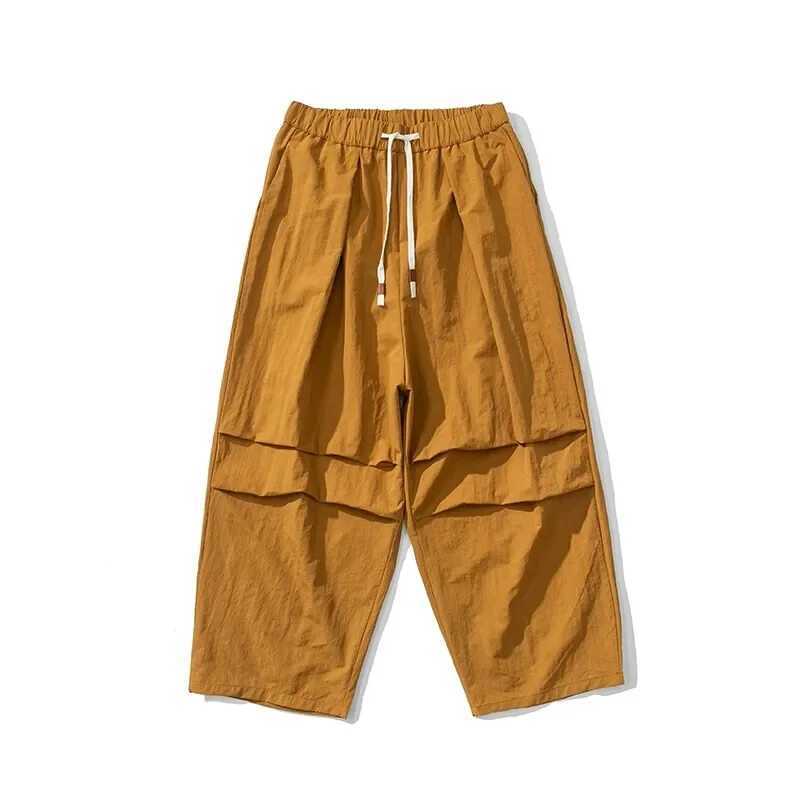 American Style Cargo Pants Men Loose Elastic Waist Wide Leg Trouser Breathable Summer Oversized Harem Casual Fashion Pants Mens y250716
