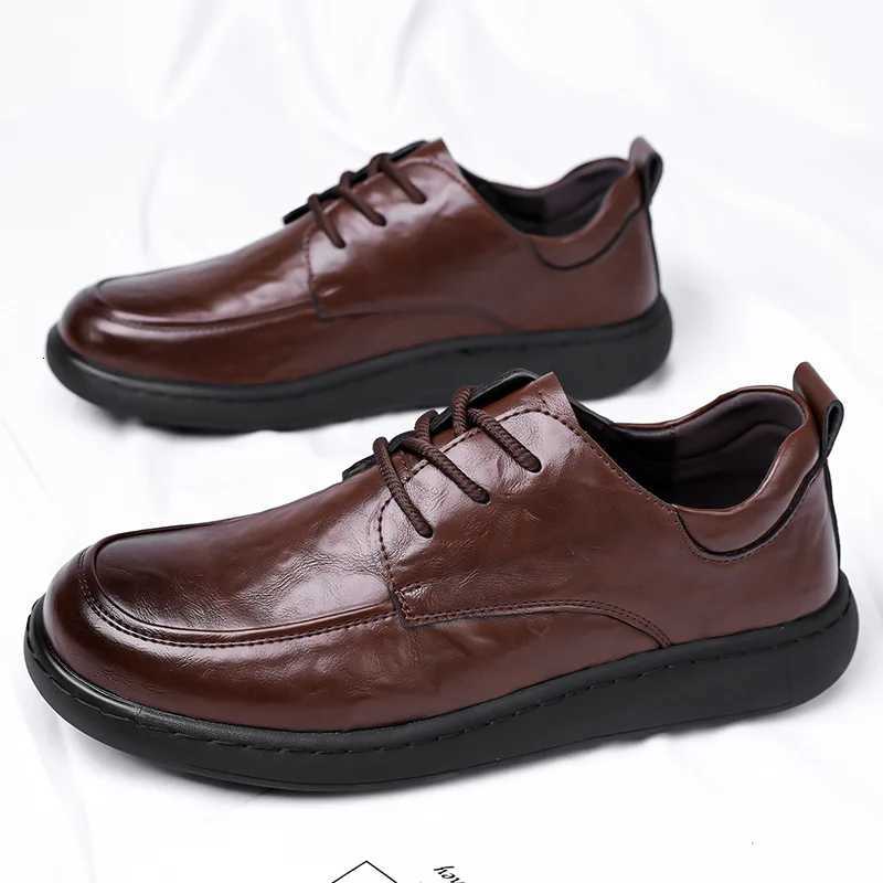 Big Size Spring New Mens Business Casual Leather Shoes High Quality Soft Soled Shoes for Men Fashion Black Lace Loafers W250716