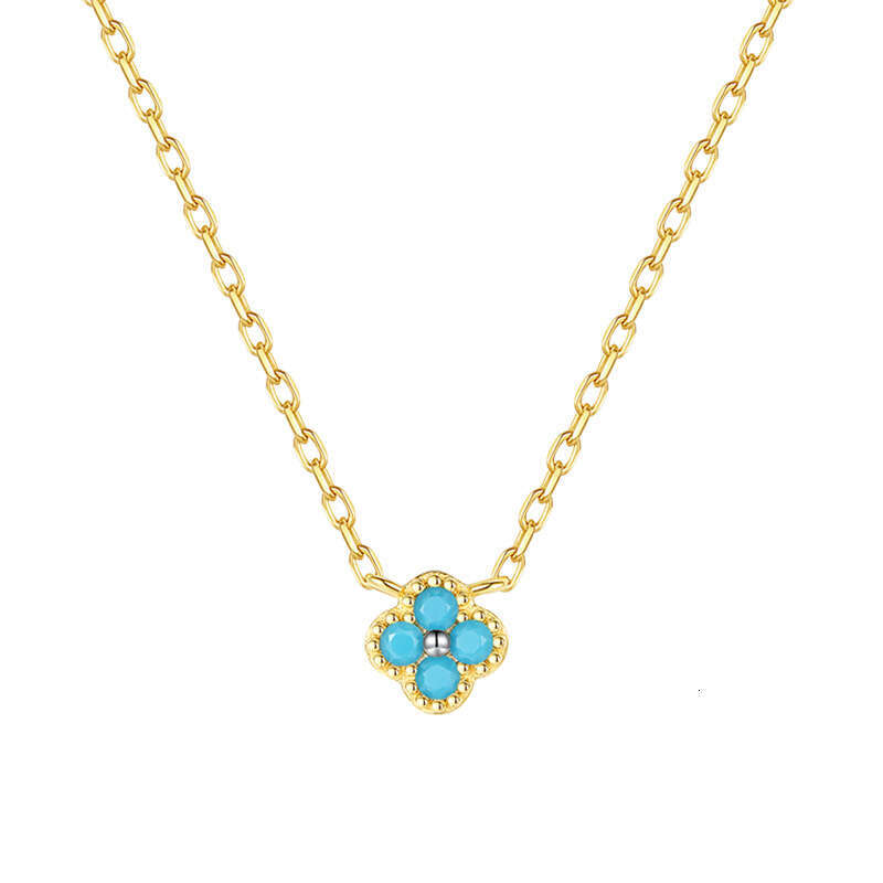 S Pure Sier Lucky Four-Leaf Flower Mini Necklace for Women, Niche Design, French Elegant Colorful Light Gift