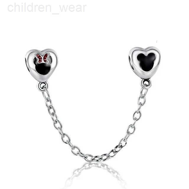 Disney 925 Sterling Silver Diy Charm Fit Original Pendant Mickey Mienie Bracelet Clip Safety Chain Charm Beads Love Gift W20250716