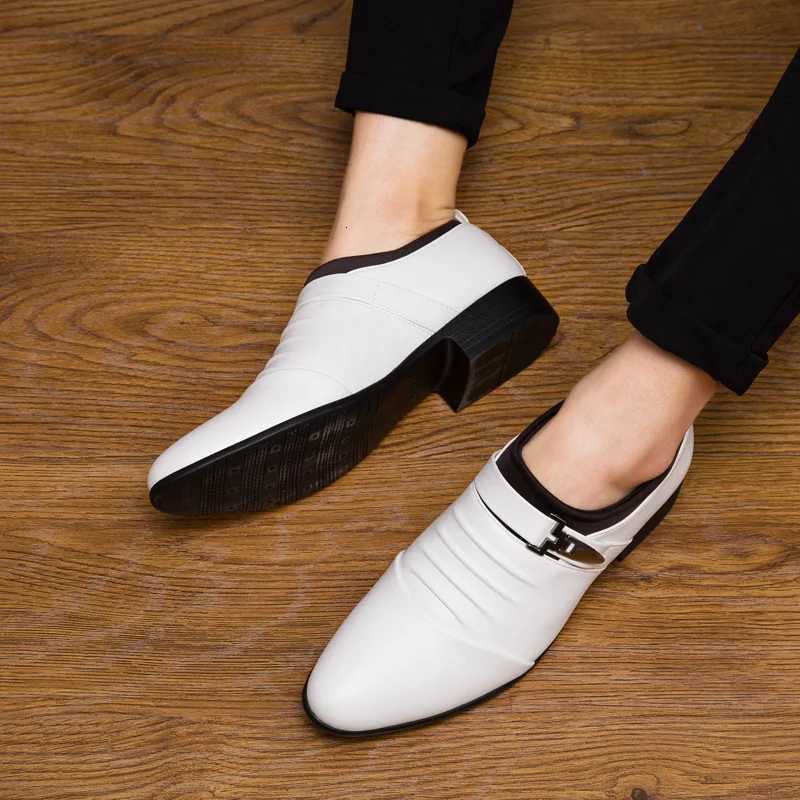 Classic White Pointed Toe Shoes for Men Elegant Leather Mens Dress Shoes Large Size 48 Business Casual Shoes Men Mens Shoes Y250715