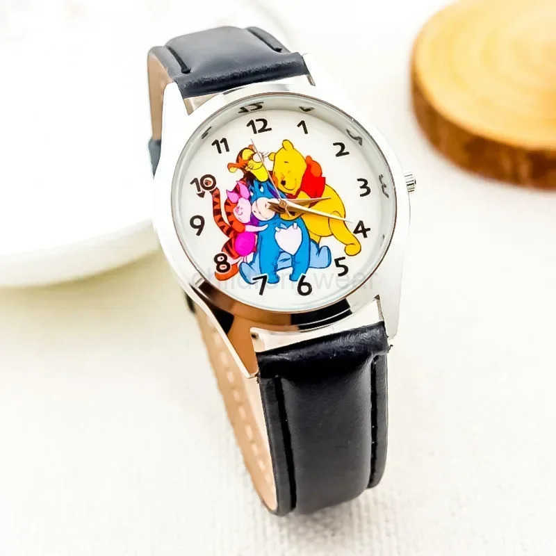 Disney Childrens Watches Winnie Bear Tigger Piggy Pi Jie Yi Er Childrens Watch Leather Band Glass Dial Watch W20250716