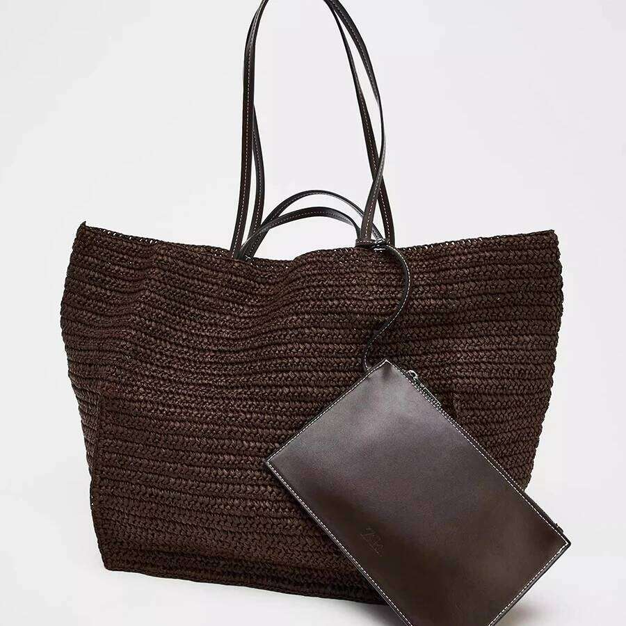 Casual Large Capacity Straw Tote Bag Designer Woven Women Shoulder Bags Handmade Summer Beach Handbags with Small Purses 2025