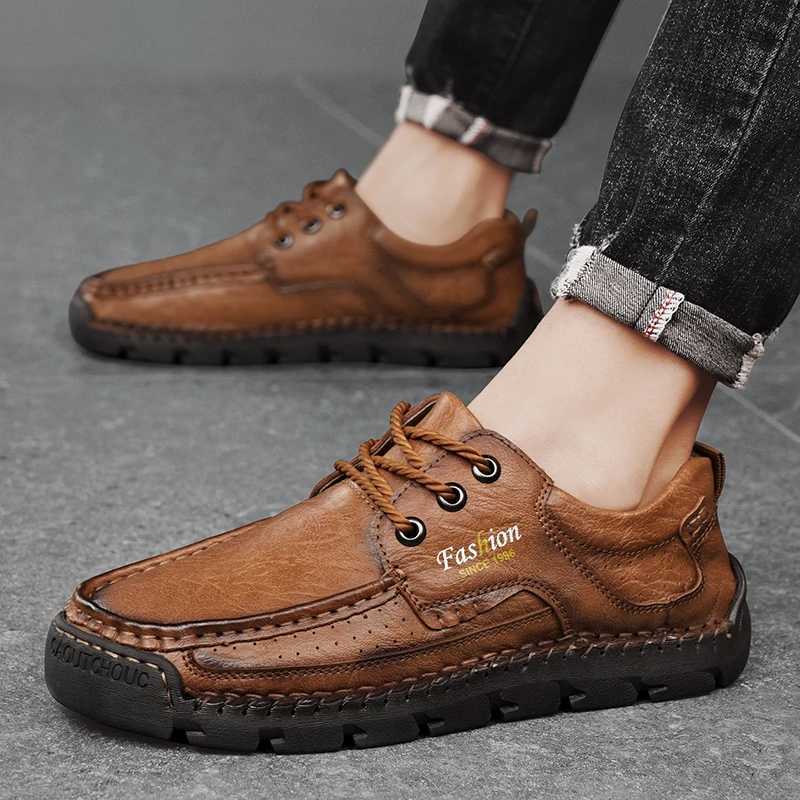 Handmade Mens Work Shoes Luxury Brand Leather Outdoor Casual Shoes for Men Dress Shoes High Quality Comfy Thick Bottom Shoes W250716
