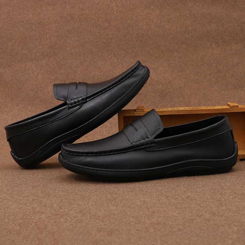 Genuine Leather Breathable Mocasines Casual Loafers Leather Shoes For Men Slip On Formal Italian Driving Flats Mens Shoes W250716