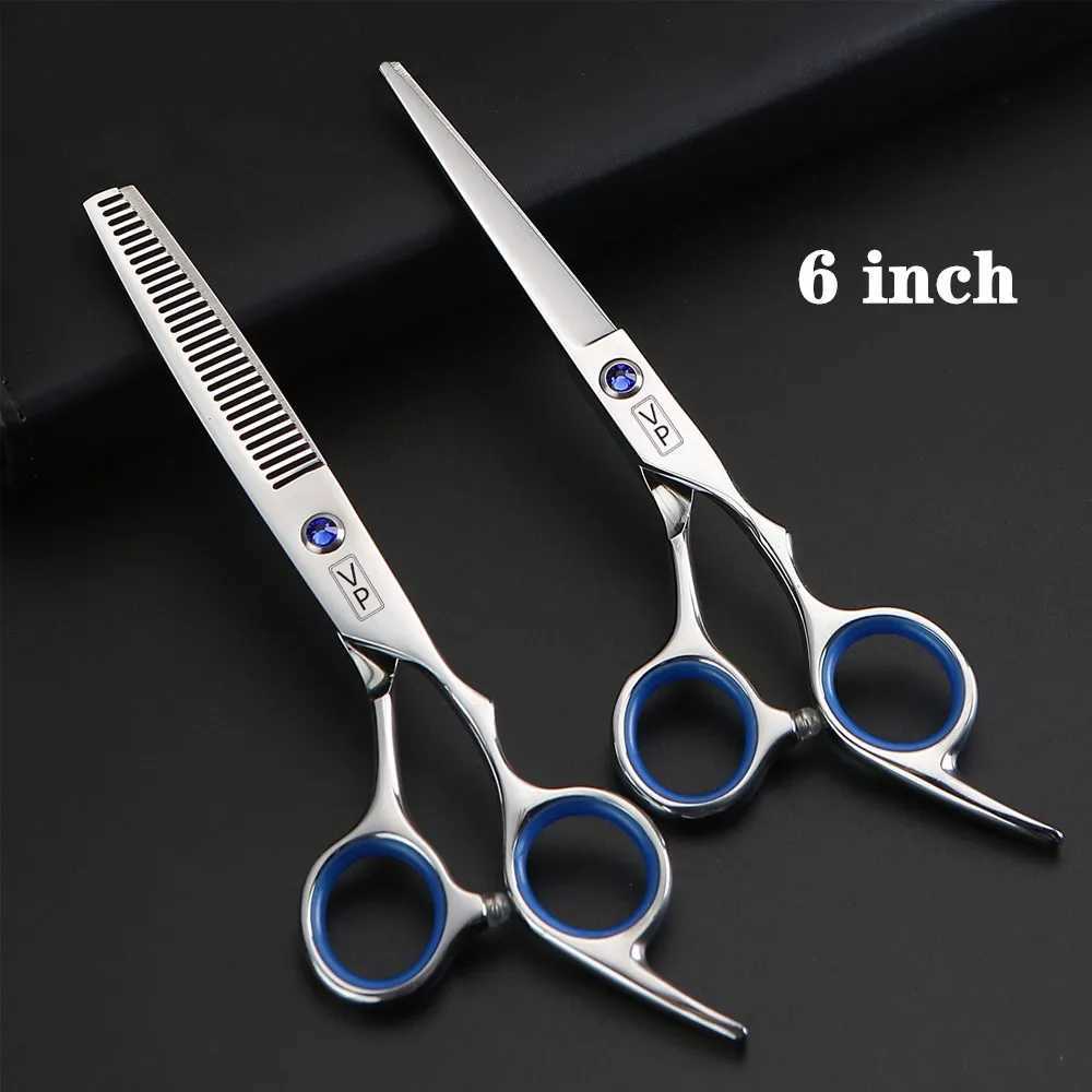 Japan Steel 6.0 Inch Professional Hairdressing Scissors Barber Scissors Set Cutting Shears Thinning Scissors Haircut Accessories W250716