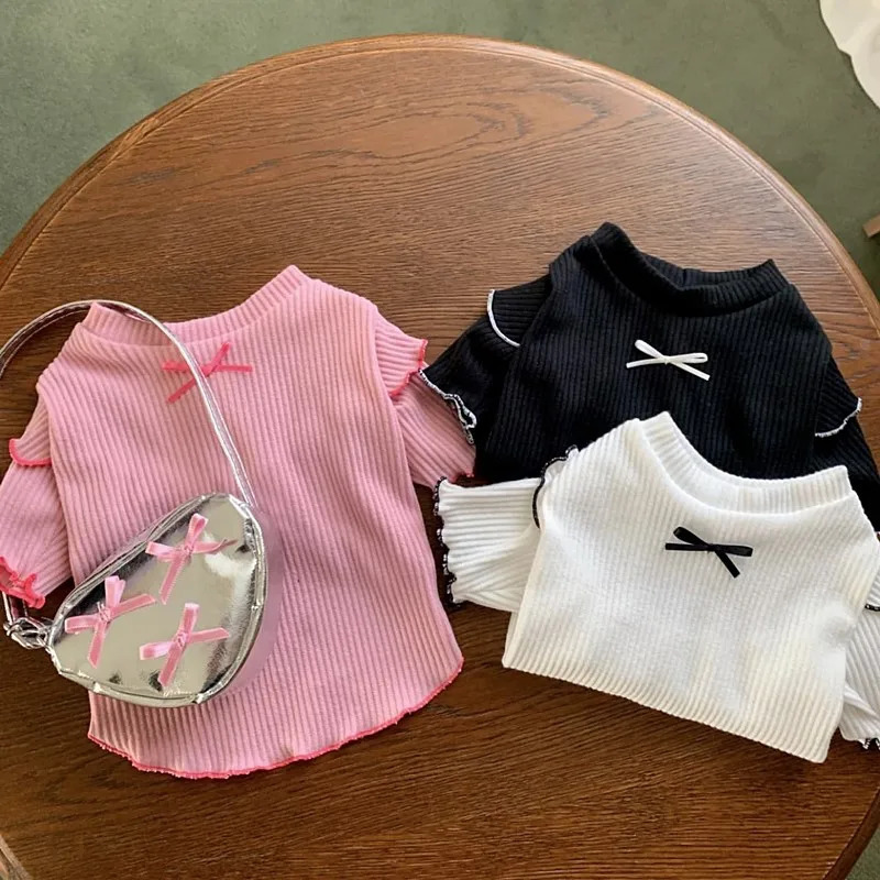 Dog Shirt Vest Pink Puppy Summer Clothes Thin Knitted Undershirt Chihuahua Bichon Girls Costume Flying Sleeves TShirt 250711