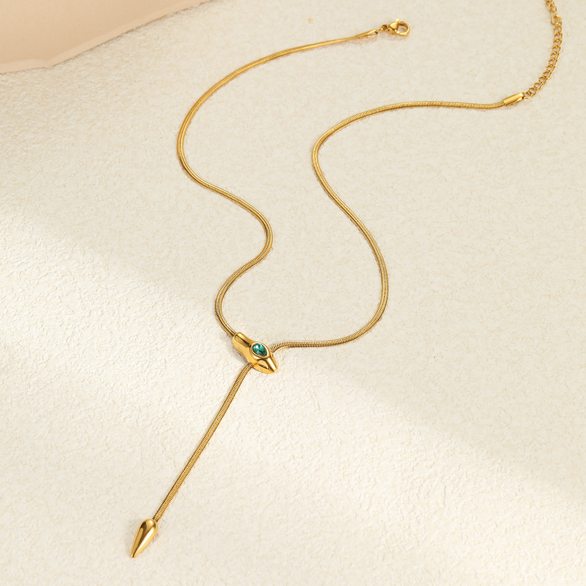 Newly Launched Stylish and Versatile European and American Fashion Individualistic Snake shaped Thin Snake Chain Stainless Steel Necklace with Zircon 