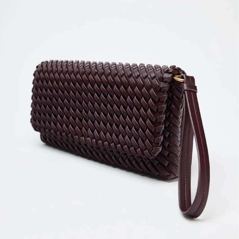 New Women's Woven Clutch Purse Casual PU Leather Shoulder Handbag Crossbody Bag