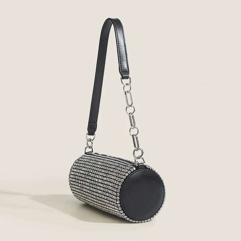 2025 New Women's Fashionable Crystal Shiny Dinner Handbag Design Banquet Horizontal Rhinestone Small Armpit Ba