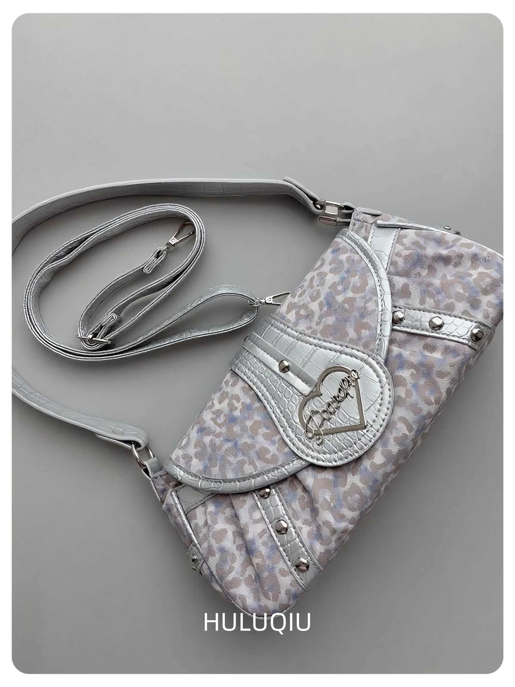 Y2k Leopard Shoulder Bag Women Vintage Korean Trend Crossbody Bags Harajuku Streetwear Youth Bag