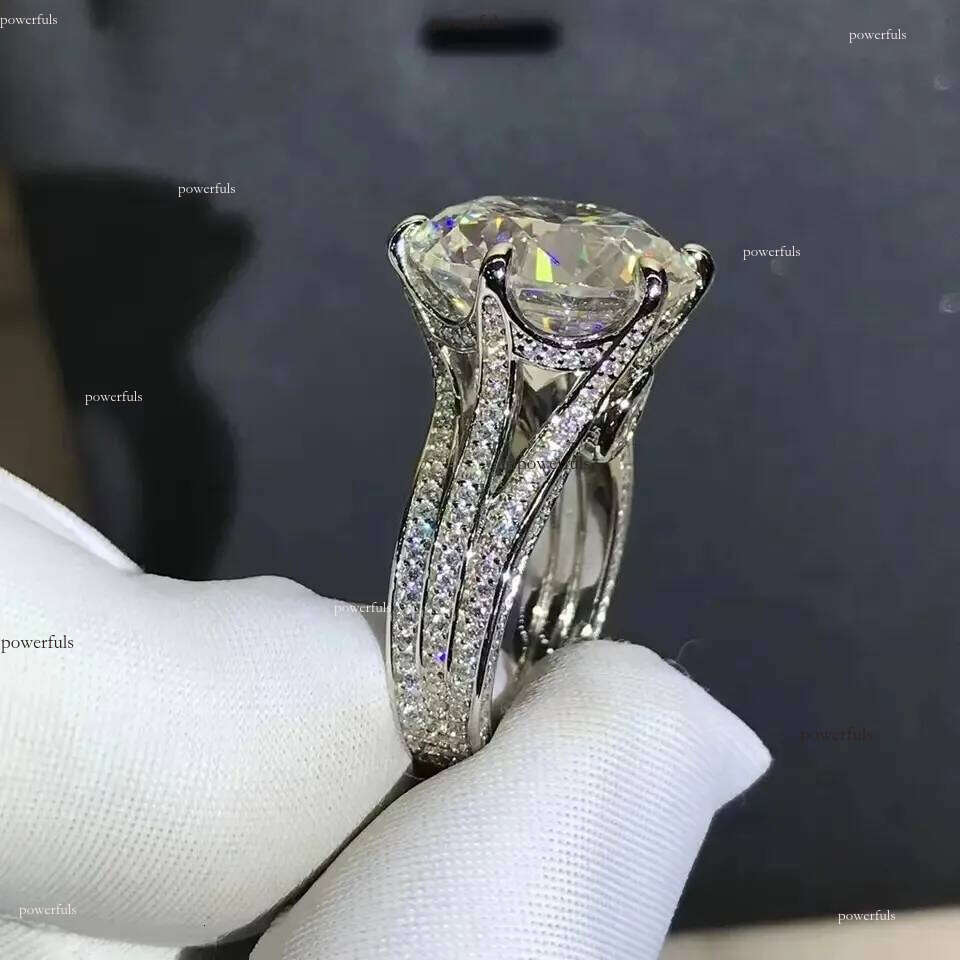 10ct Choucong Brand Wedding Rings Jewelry Real 100% Sterling Sier Round Cut Moissanite Dia Zircon Party Eternity Women Bridal Ring Gift Never fade