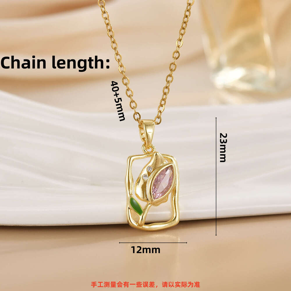 Titanium Steel Tulip Necklace For Women Versatile High-End Korean Style Niche Design Elegant Collarbone Chain Jewelry F8c