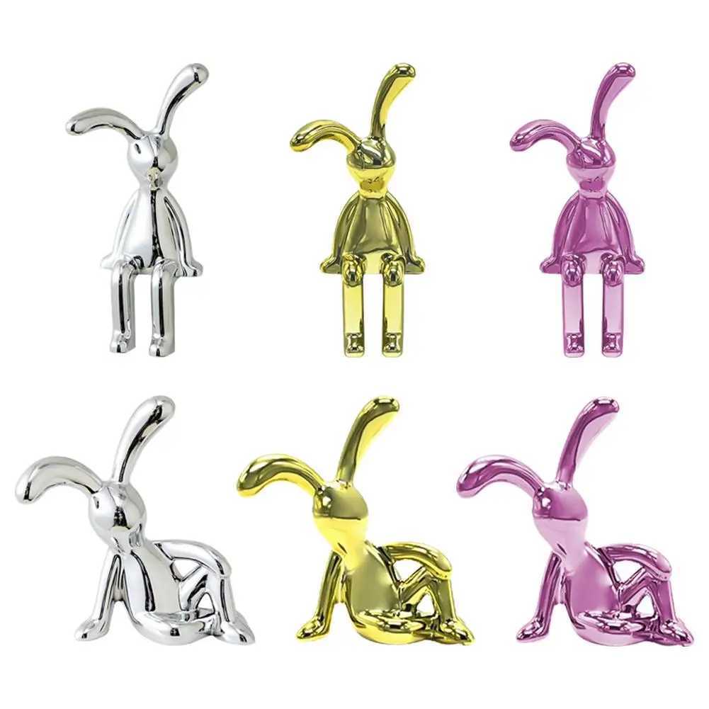 Nordic Electroplated Rabbit Figurine Car Center Console Ornament Home Desk Decor Minimalist Art Gift for Vehicle Living Room S25716