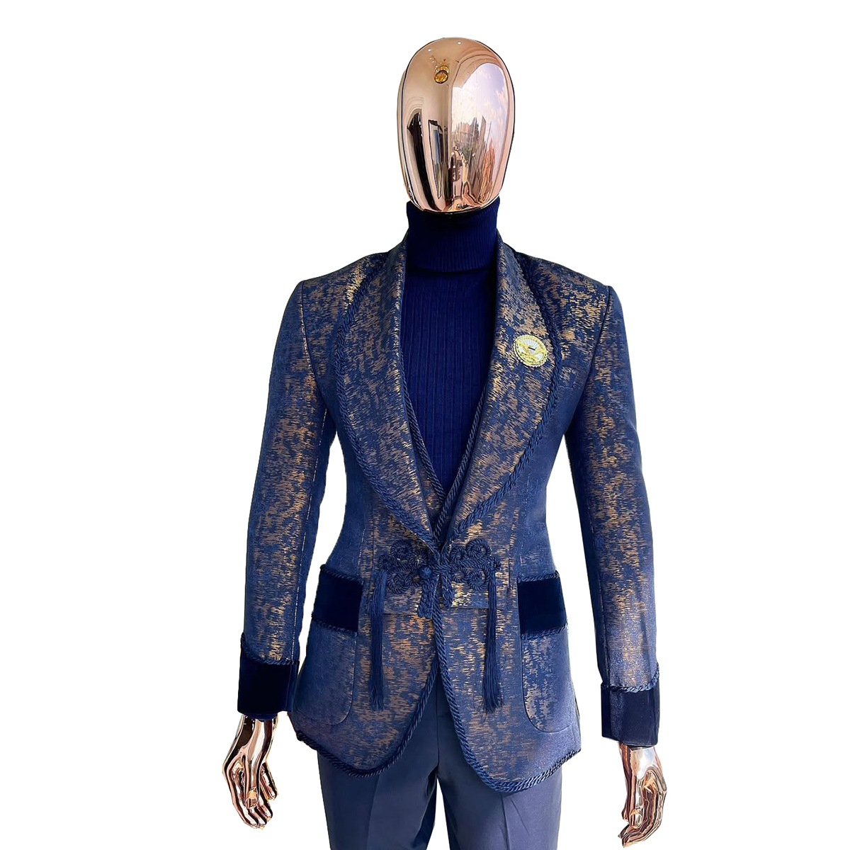 Unique Men Suits Tailor-Made One Piece Shawl Lapel Jacket Jacquard Only Blazer One Button Evening Party Customized Coat Plus Size