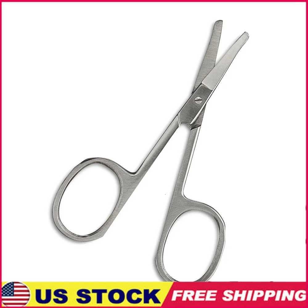 Professional Stainless Steel Rounded Tip Scissors Hair Trimming Grooming Ear Nose Facial Hair with Large Finger Holes W250716