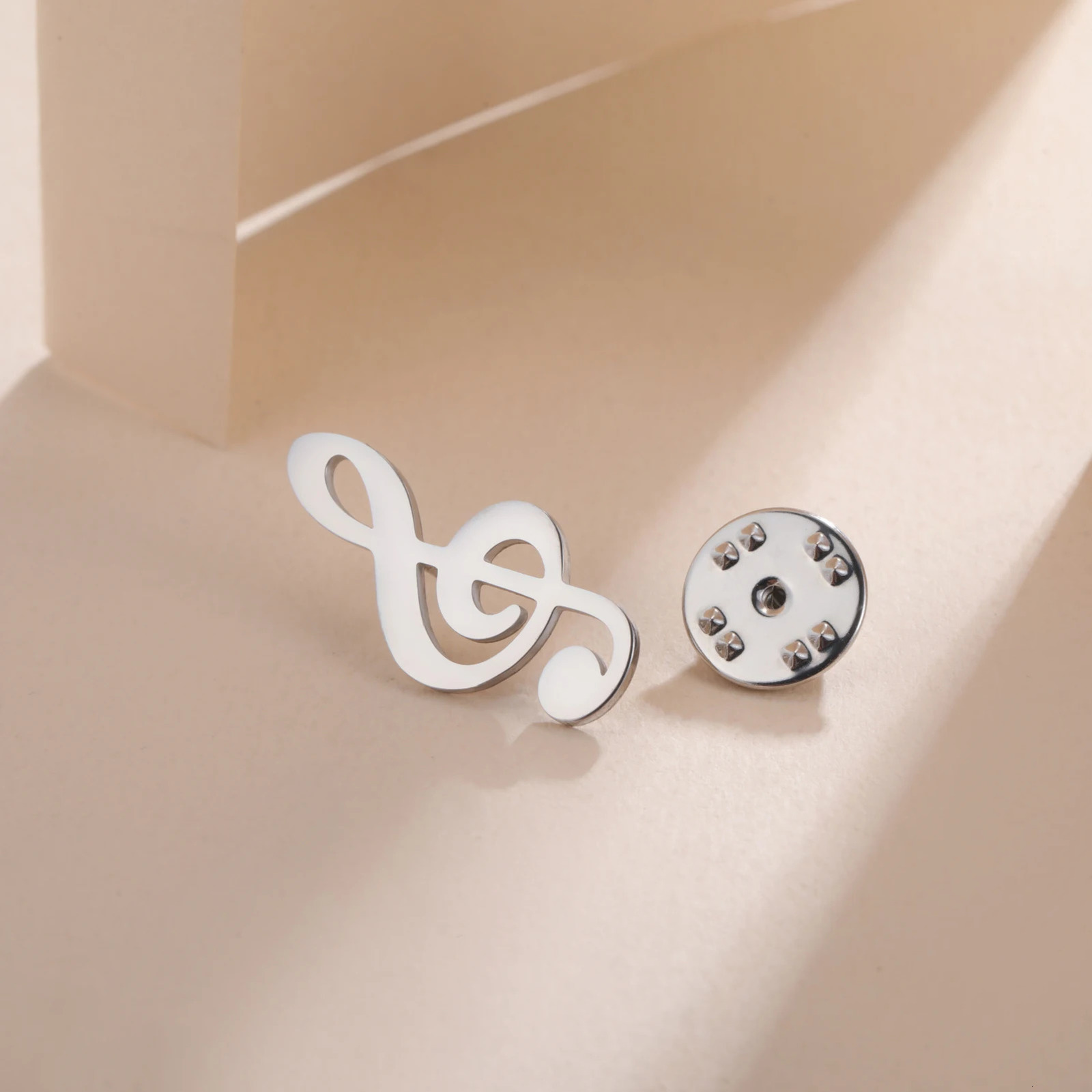 Music Note Womens Brooch Stainless Steel Gold Color Suit Badge Lapel Pin Fashion Accessories Wholesale 250625