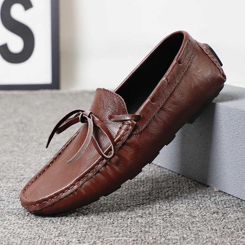 Spring Leather Shoes Casual Loafers Mens Soft Soled Brand Comfortable Flat Bottom Outdoor Walking Casual Shoes for Men W250716