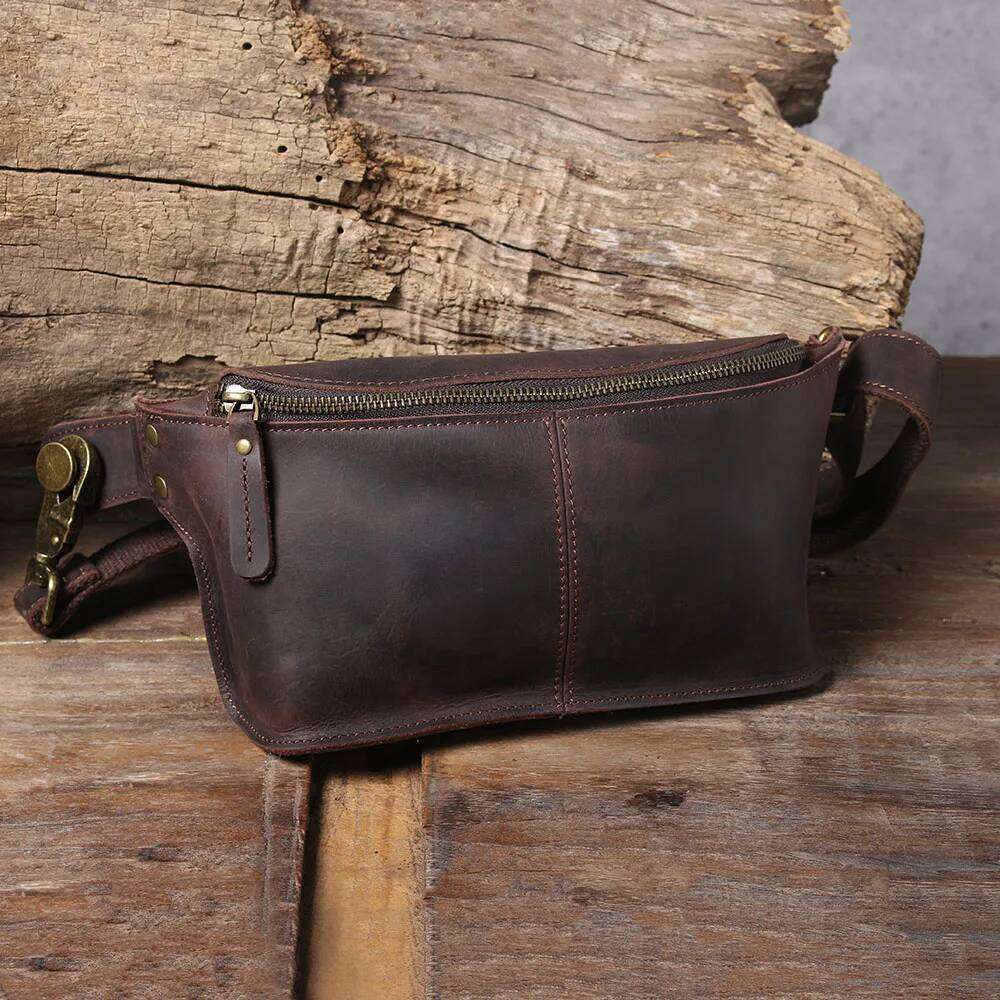 Vintage Genuine Leather Men's Chest Cross body Small Crazy Horse Cowhide Women Fashion Mobile Phone Bag