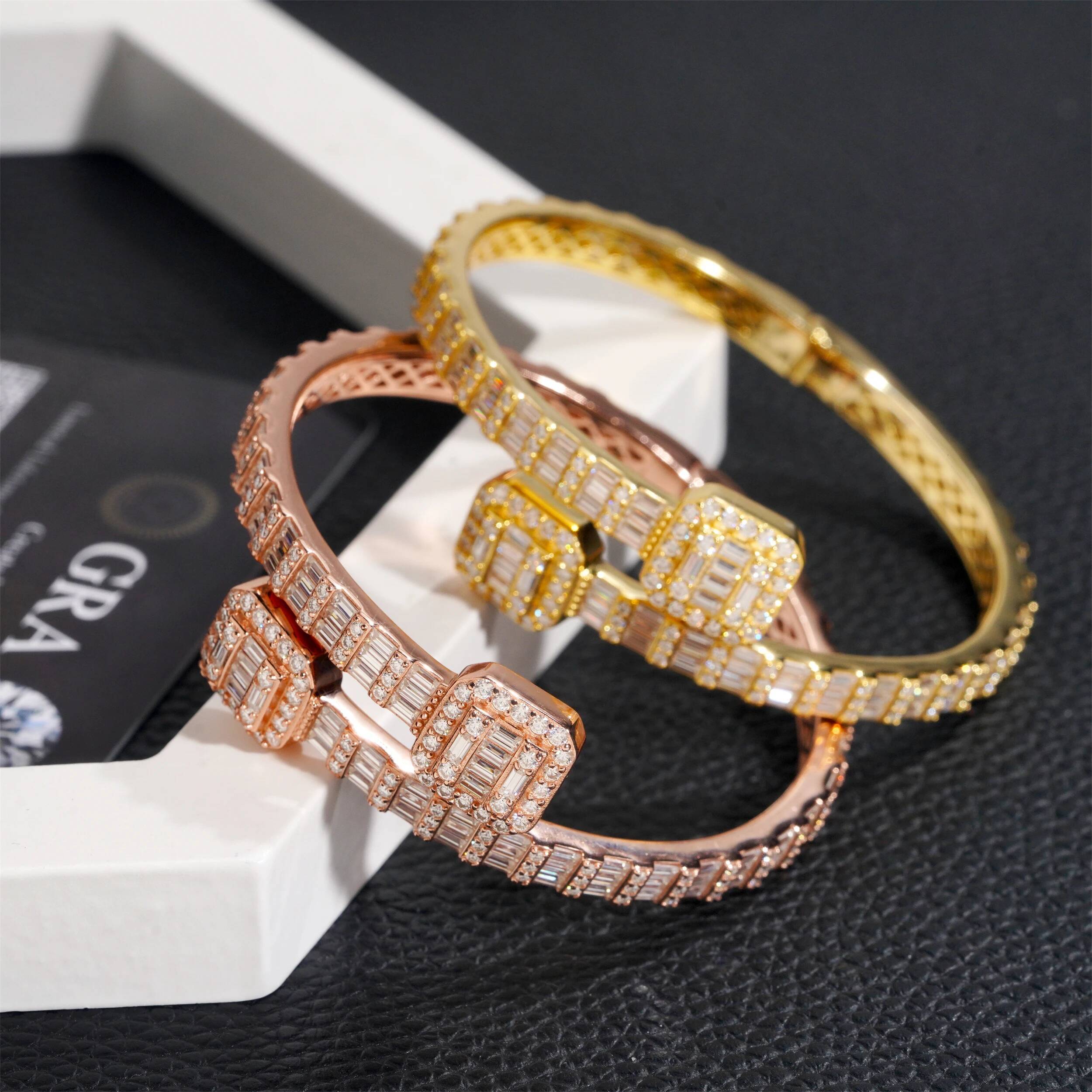S925 Silver D Color Baguette Design Cuff Bracelet High Quality Drop Iced Out Moissanite Hip Hop Jewelry