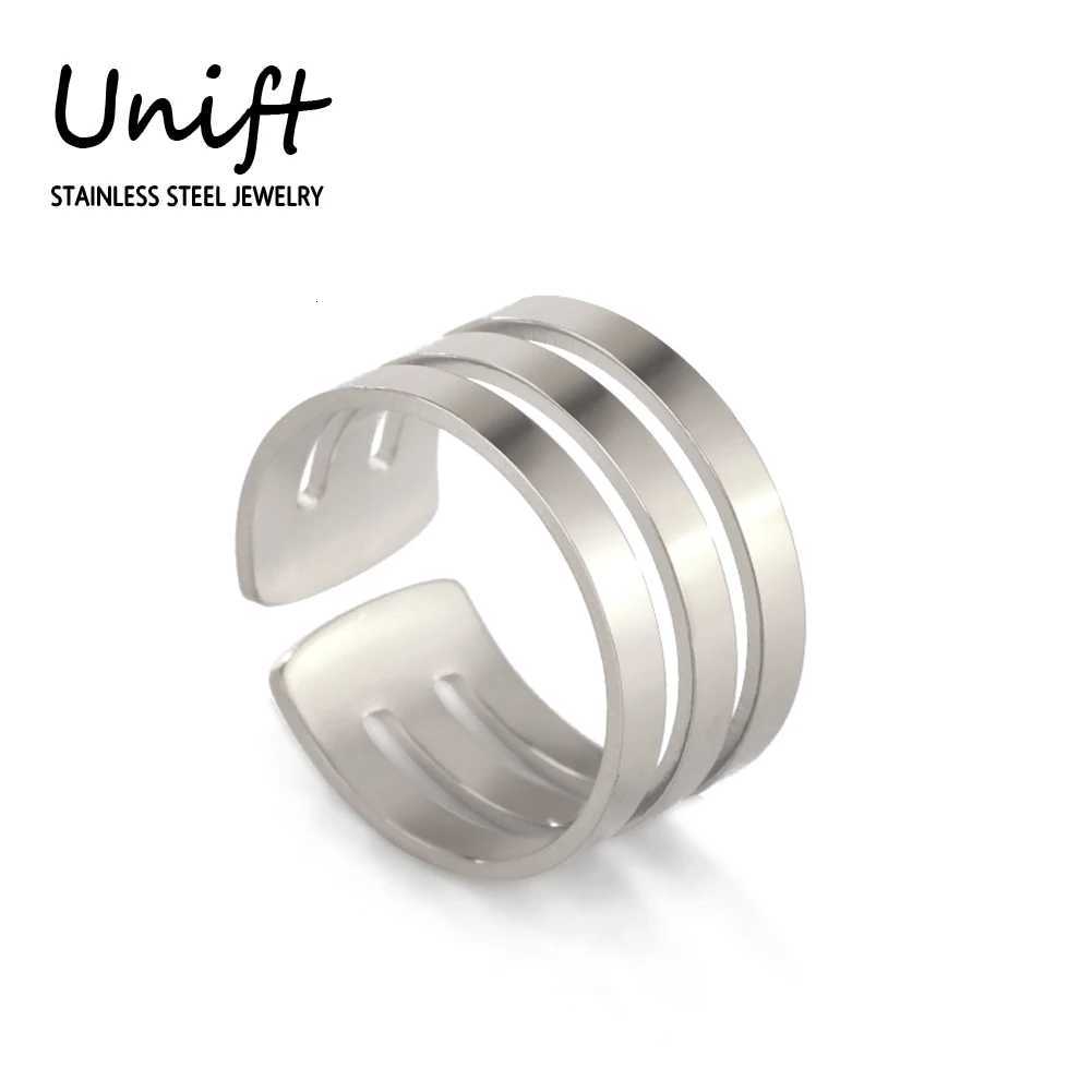 Unift Stainless Steel Simple Geometric Ring Men Women Adjustable Finger Rings Trendy Couple Minimalist Jewelry Accessories Gift S250716