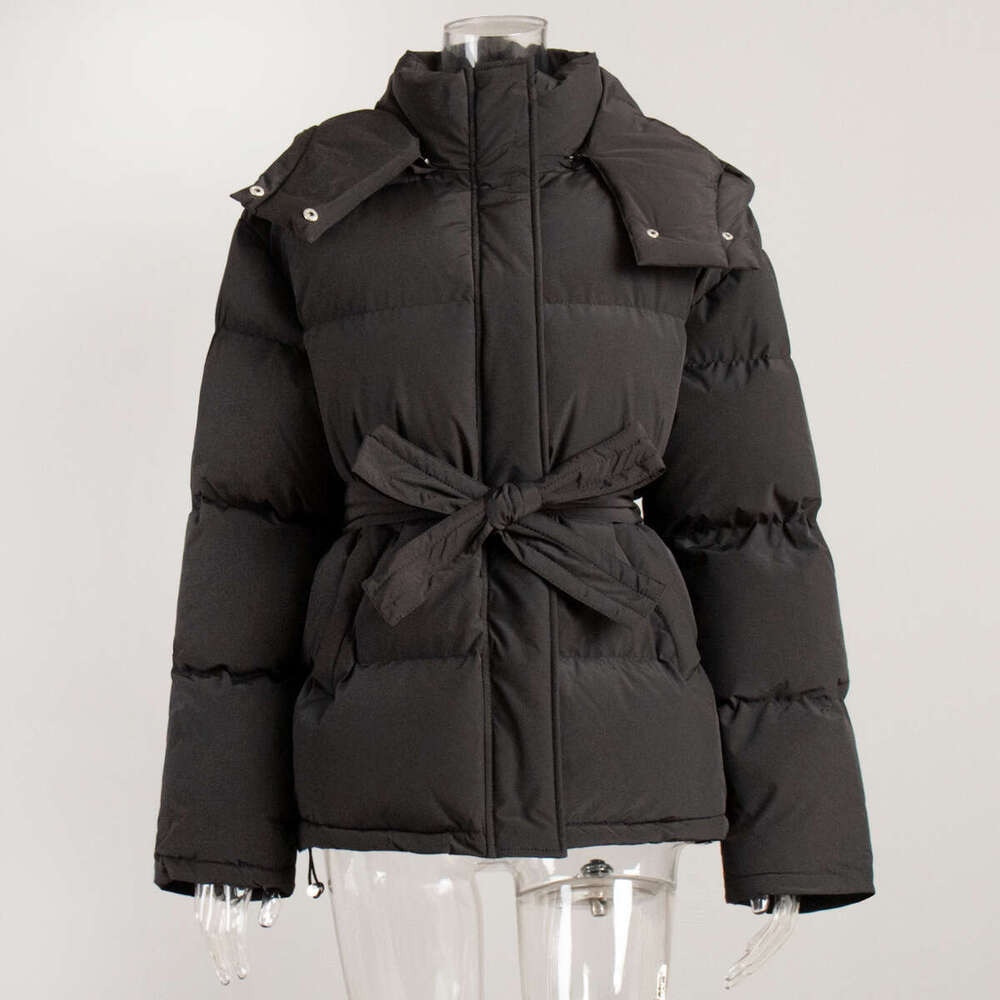 New Women's Hooded Cotton Jacket, Stylish Thickened Warm Versatile Zipper Puffer Jacket B5