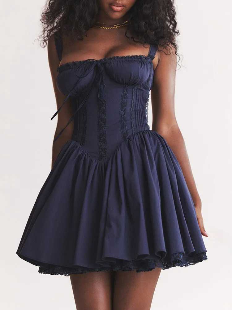 Articat Sexy Spaghetti Strap Bodycon Women Dress Lace Patchwork Camisole Skirt Waist Backless Dress Female Party Club Dresses R250716