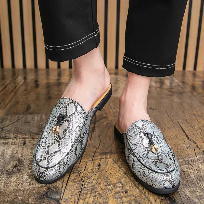 Big Size 38-46 Mules Men Half Shoes For Men Leather Mens Semi-Drag Casual Shoes Backless Loafers Slippers Closed Toe Sandals W250716