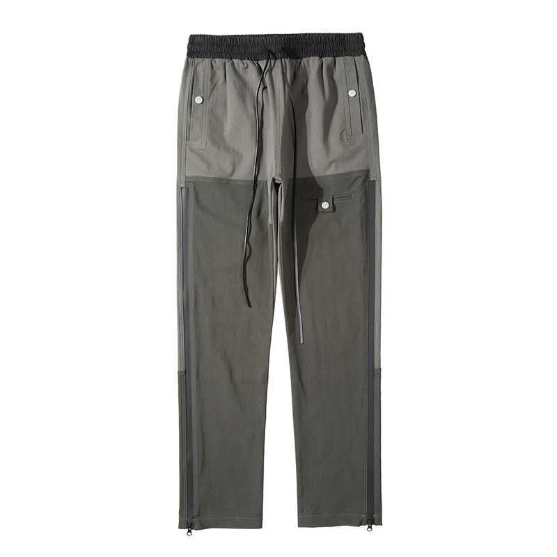 Ankle Zipper Color Block Streetwear Straight Casual Cargo Pants for Men Drawstring Harajuku Oversize Hip Hop Loose Trousers y250716