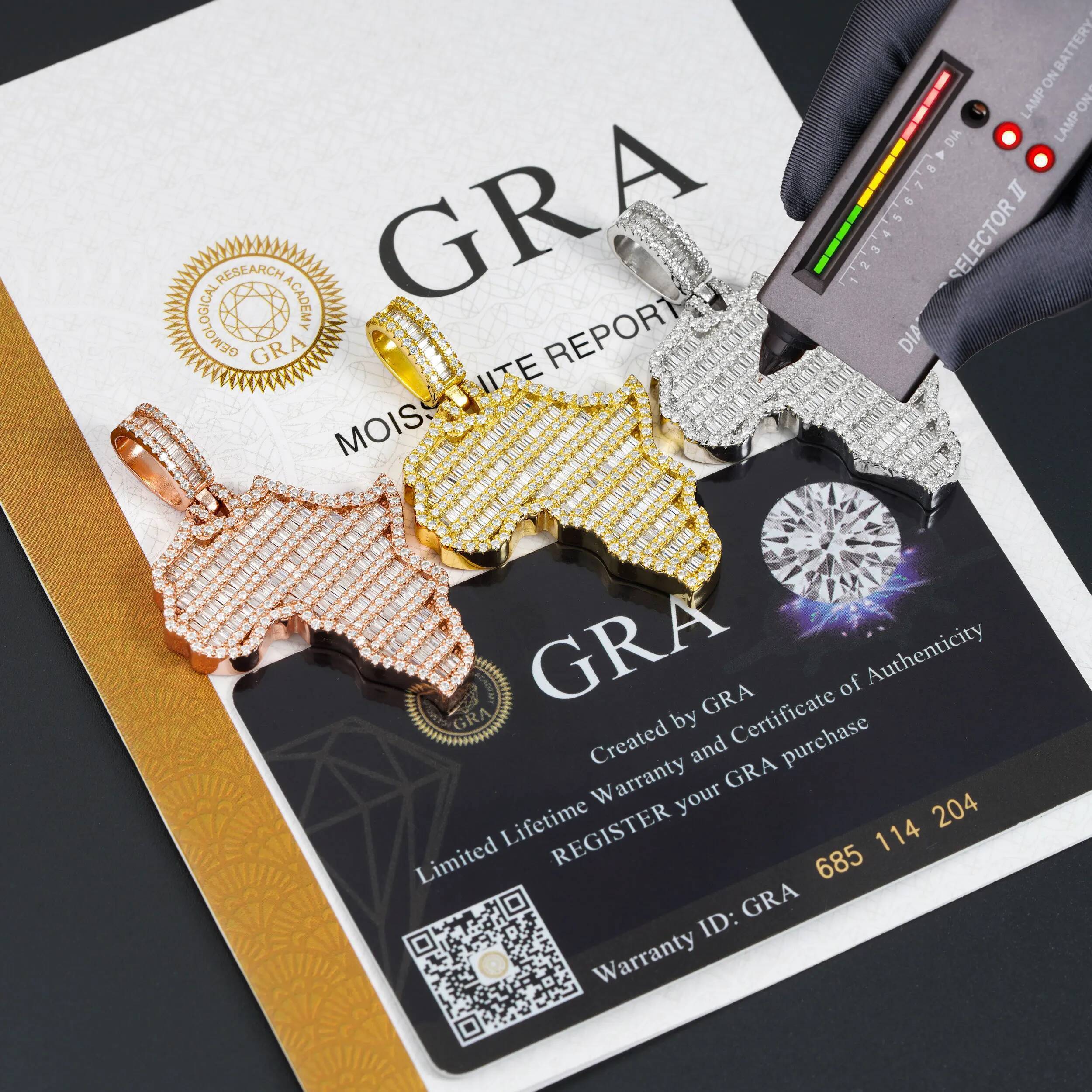 Hip-hop Iced Moissanite Africa Map Pendant Women Men S925 Silver D Color VVS Moissanite Diamond Pendant Tennis Chain Pass Tester