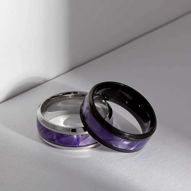 Hot Selling Classic Titanium Steel Black Elegant Purple Colorful Couple Ring For Women Men Jewelry Accessories Size 6-13 S250716