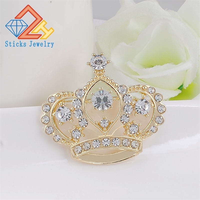 Female Crown Brooch Simulated Crystal White K Engagement Wedding for Women 250625