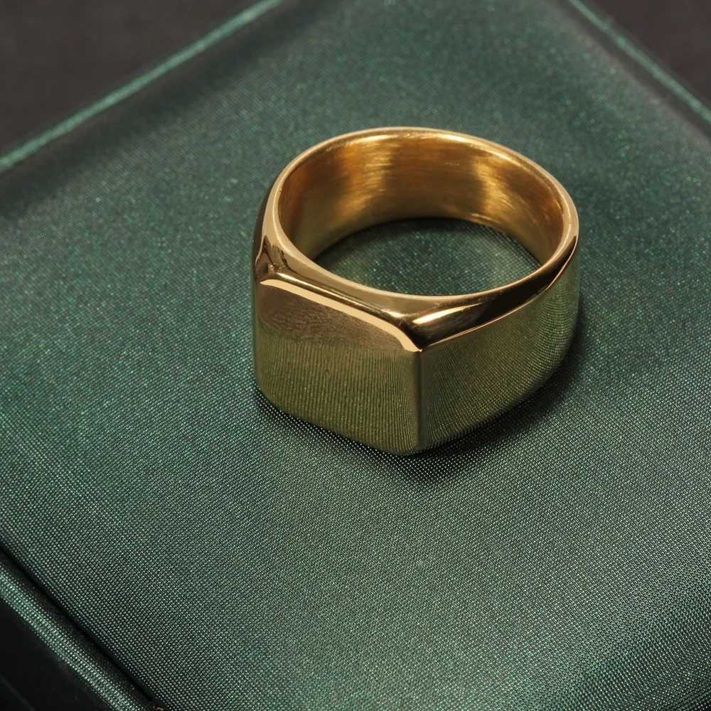 Fashion Men Ring Stainless Steel Simple Style Black Golden Silver Color Square Ring Charm Hiphop Male Jewelry Party Gift S250716