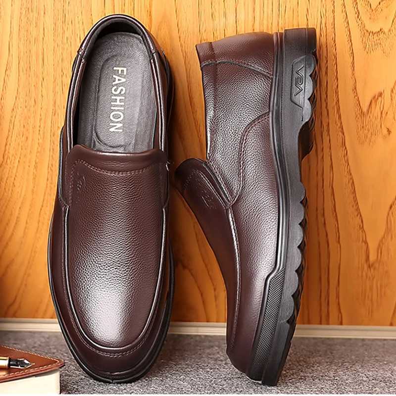 Shoes for Men Handmade Genuine Leather Casual Soft Rubber Loafers Business Dress Spring Autumn Luxury Slip-On Soft Driving Shoe Y250715