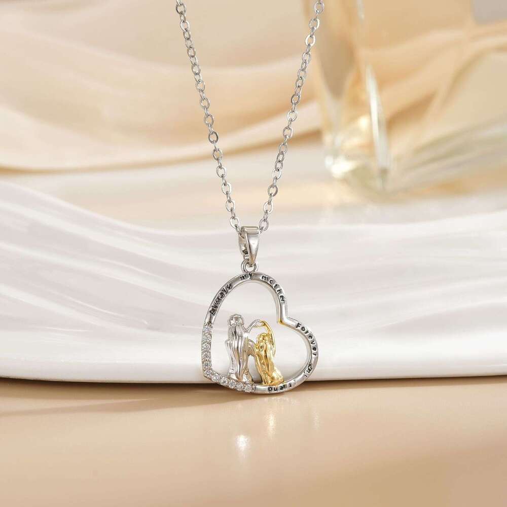 Mother's Day Heart-Shaped Mother-Daughter Love Necklace Light Niche Fashion Jewelry Non-Fading Collarbone Chain 554