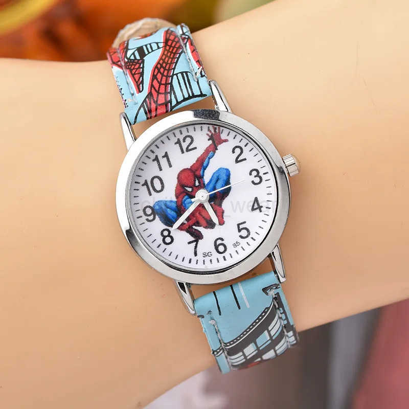 Disney Spiderman Watch Cute Cartoon Watch Kids Watches Boys Christmas Gift Leather Quartz Watch W20250716
