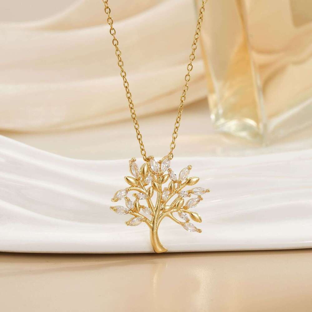 Sweet Forest Style Necklace For Women, Non-Fading, Unique Design, Fashion Pendant, Versatile, Elegant Titanium Steel Clavicle Chain Jewelry 778