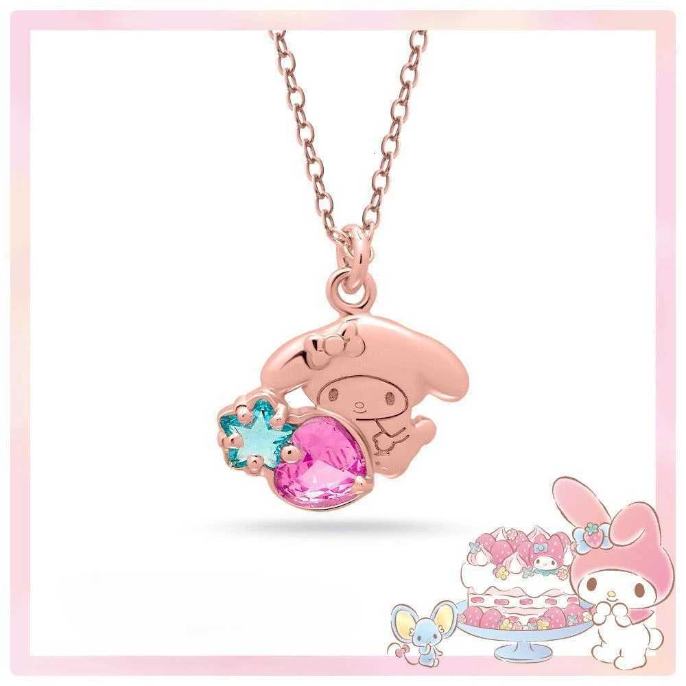 Sanrio Kawaii Hello Kitty Rose Diamond Necklace Cartoon My Melody Diamond Ring Bracelet Couple Jewelry Girl Holiday Gifts w250716