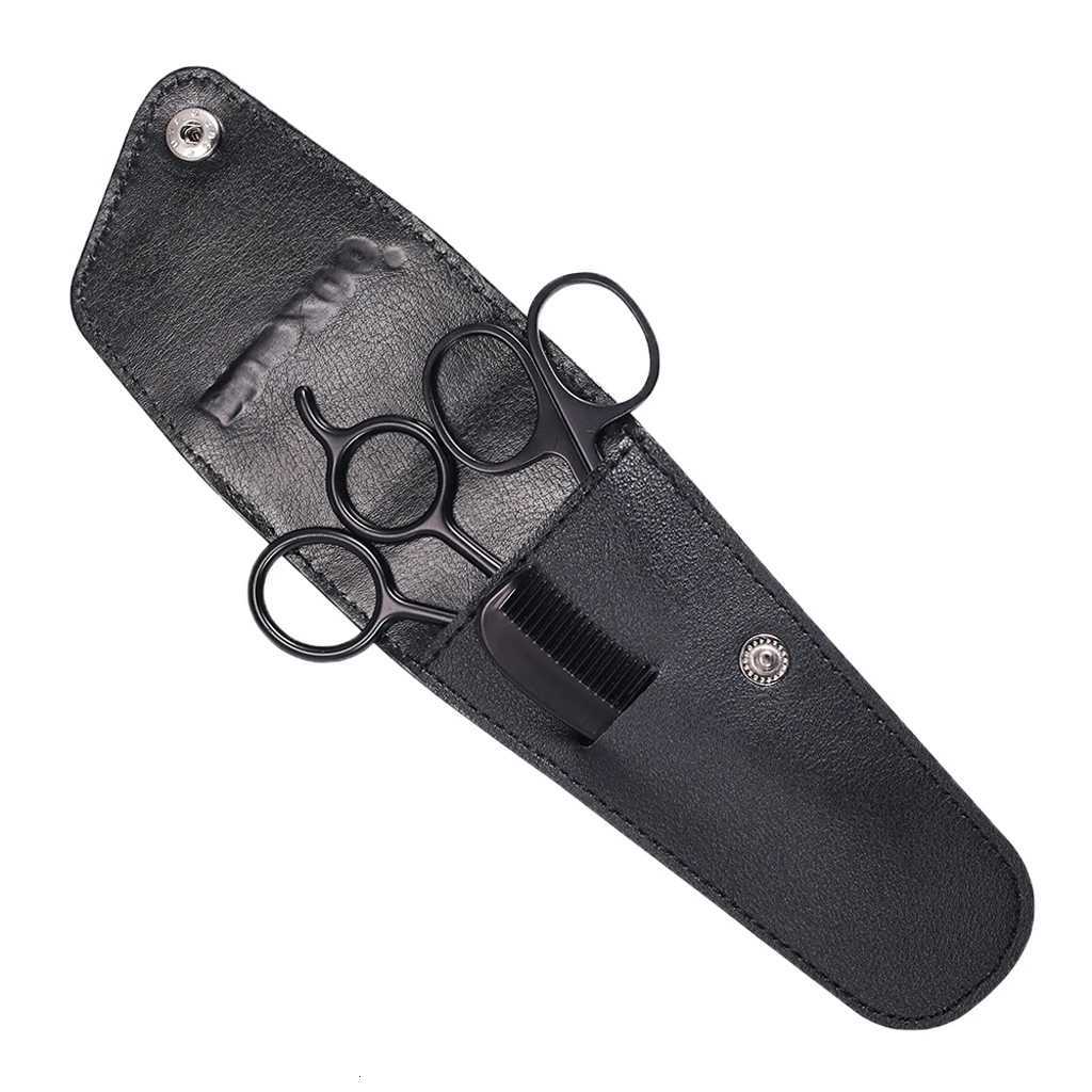 Nose Beard Mustache Scissors and Comb Set for Men Women Care With Gray Bag W250716