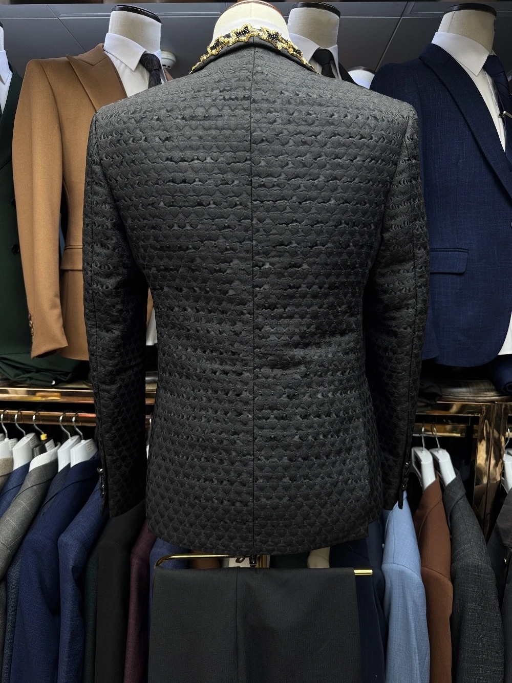 Vintage Men Suits Tailor-Made 3 Pieces Shawl Lapel Jacket Beading Blazer One Button Air Cotton Groom Customized Coat Vest Pants Plus Size